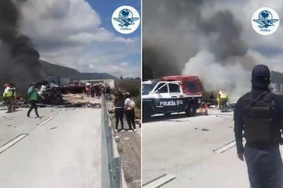Choque e incendio de tractocamión en la Cuacnopalan-Oaxaca deja dos muertos