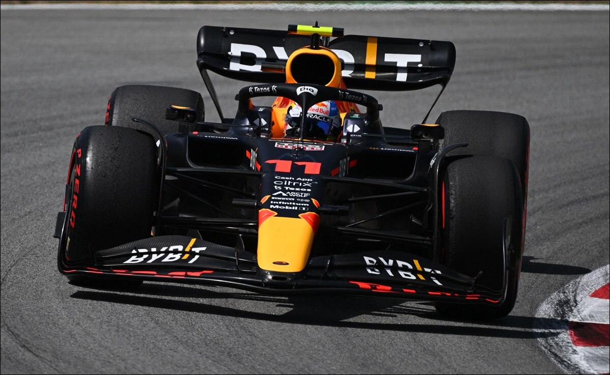 MAX VERSTAPPEN Y CHECO PÉREZ HICIERON EL 1-2 EN EL GP DE ESPAÑA - FOTO: AFP