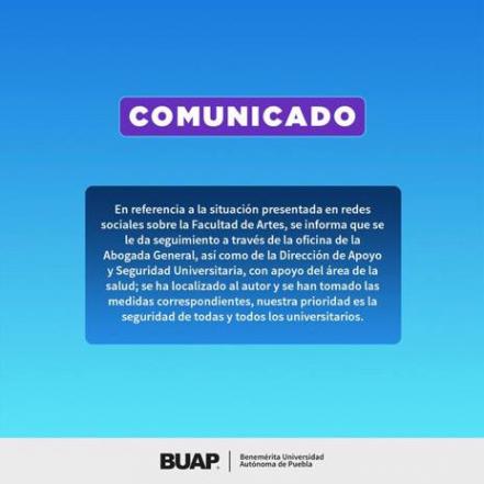 Amenaza alumno de la BUAP con desatar tiroteo, la Universidad ya tiene controlada la situación