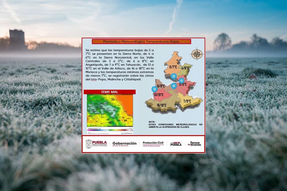 Por el Frente frío 37se presentará un ambiente gélido en Puebla | Foto: Gobierno de Puebla / Freepik