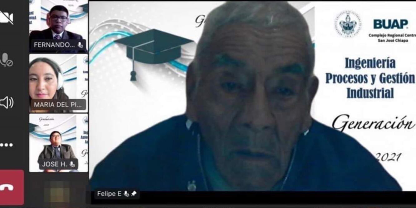 ¡Felicidades! A sus 84 años, Felipe Espinosa tuvo graduación virtual en la BUAP