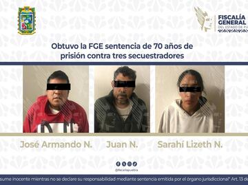 Obtuvo la FGE sentencia de 70 años de prisión contra tres secuestradores
