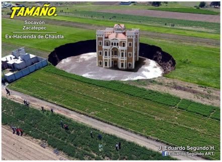 Comparan tamaño del socavón con la catedral de Puebla y otros sitios