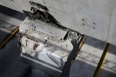 Evidencian deterioro de columna en distribuidor Juárez-Serdán