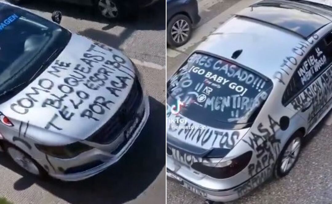 En redes se viralizó un auto rayado con insultos a un hombre por infiel / Foto: Captura de Pantalla