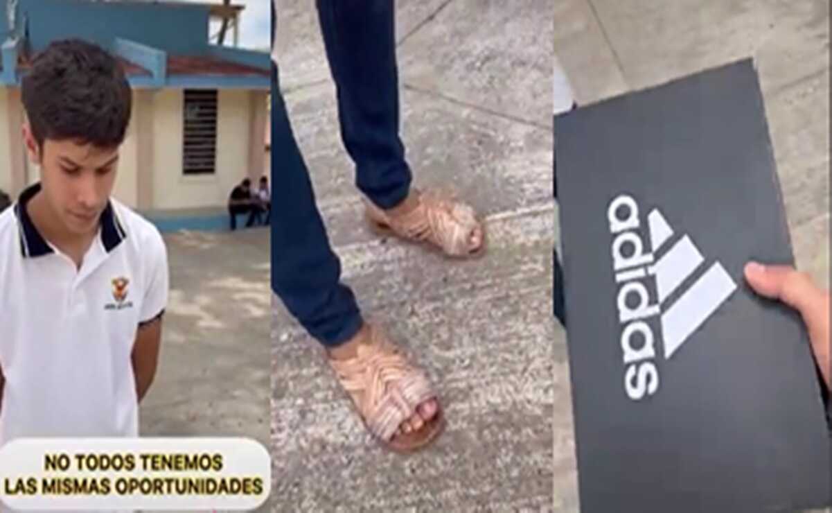 Papá castiga a su hijo por burlarse de compañero que usa tenis "pirata"