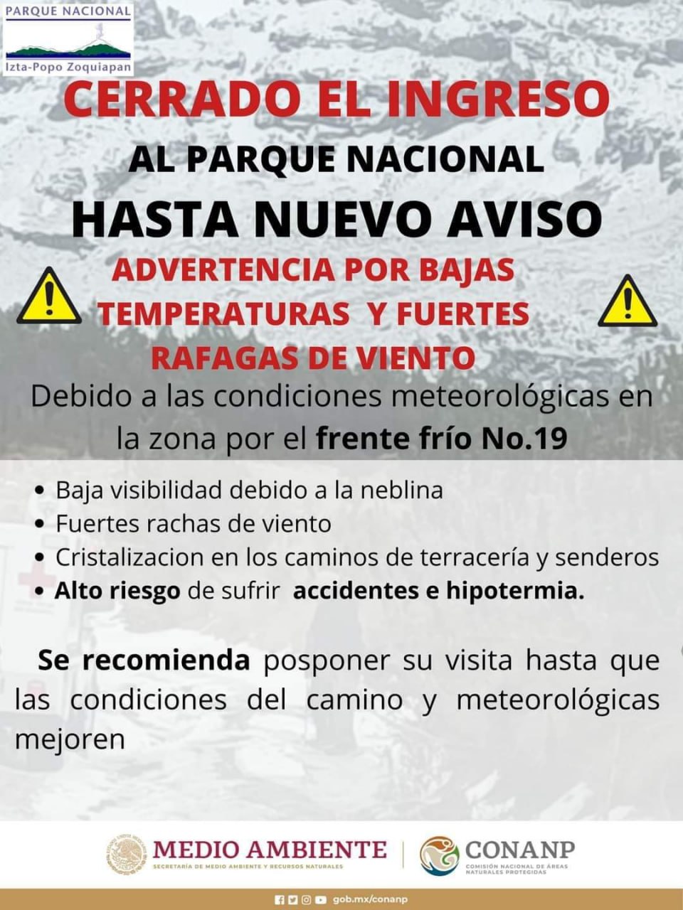 El Parque Nacional Izta-Popo fue cerrado temporalmente | Foto: Google / Sergio Moreno