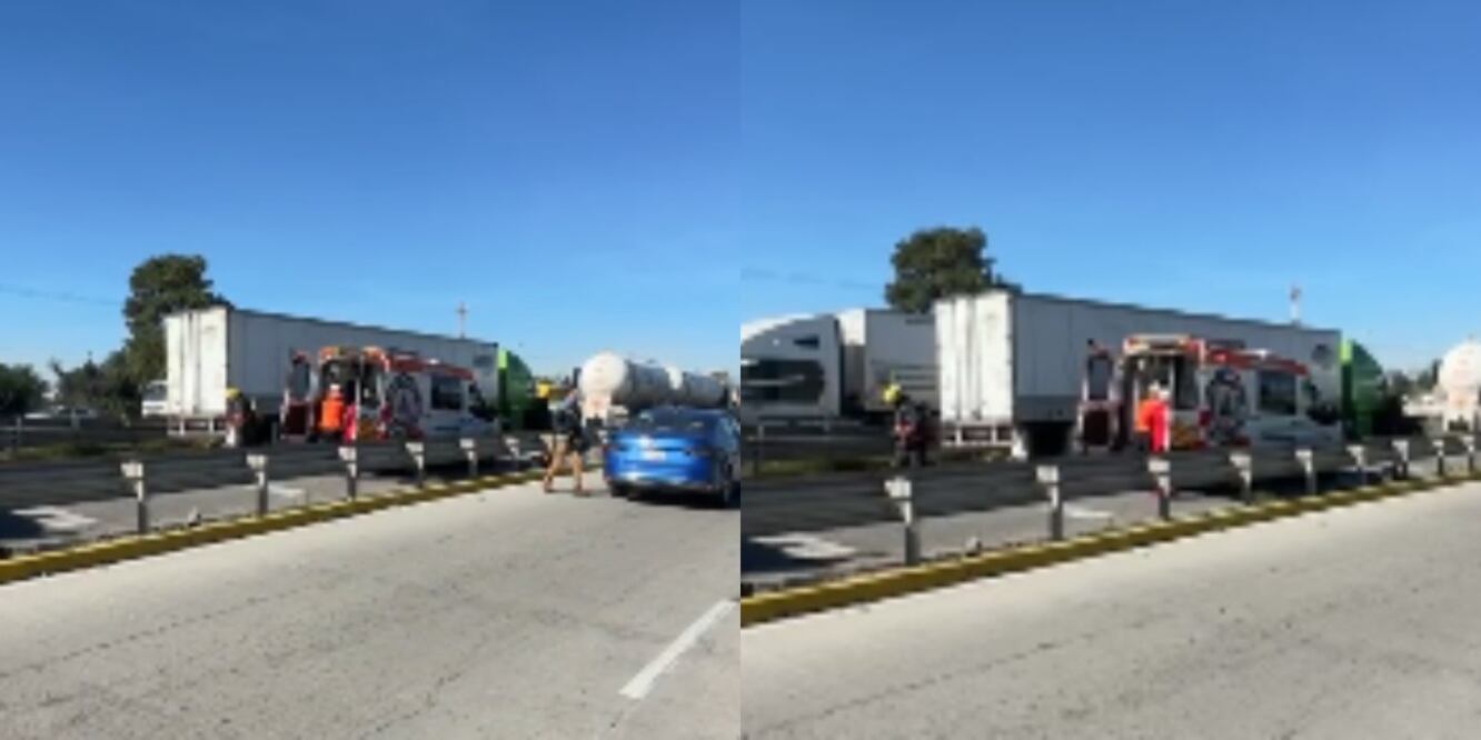 Un choque entre tráileres y pipas afectó el tránsito sobre la autopista México-Puebla / Foto: captura de pantalla, video Tv Azteca