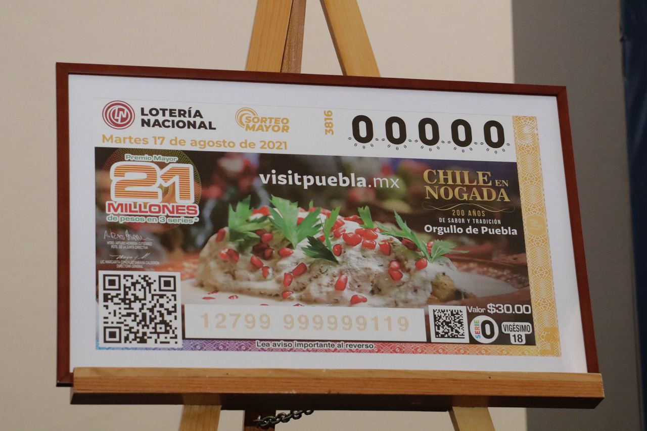 Chile en Nogada hasta en el billete de la Lotería Nacional