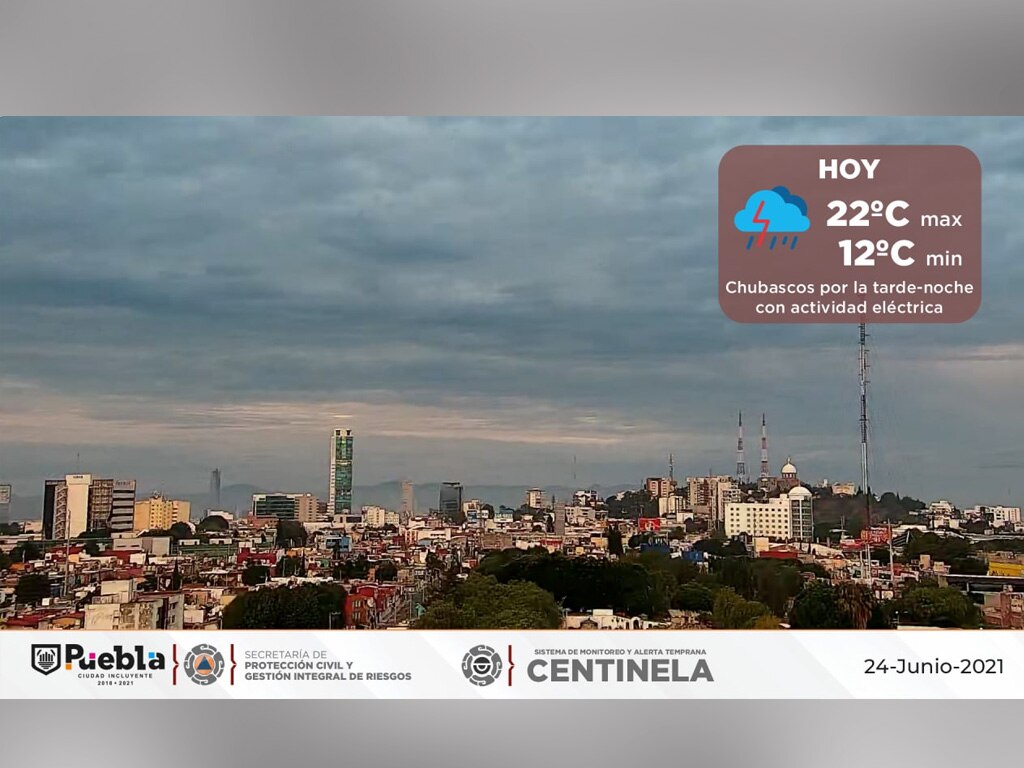 Pronostico de clima para Puebla: lluvia y actividad eléctrica