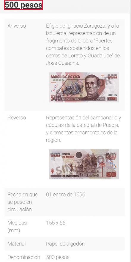 Billete de $500 con Ignacio Zaragoza y la Catedral de Puebla se vende en 3 mil