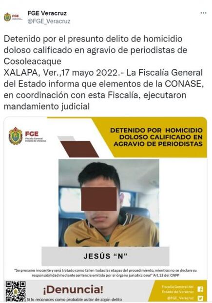 Detienen a “El Mara”, presunto asesino de las periodistas Sheila Johana y Yesenia Mollinedo en Veracruz