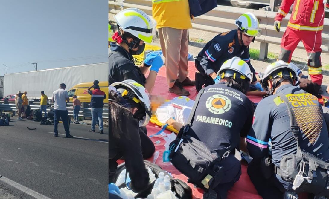 Percance en la autopista México-Puebla / Foto Redes Sociales Protección Civil del Municipio de Puebla