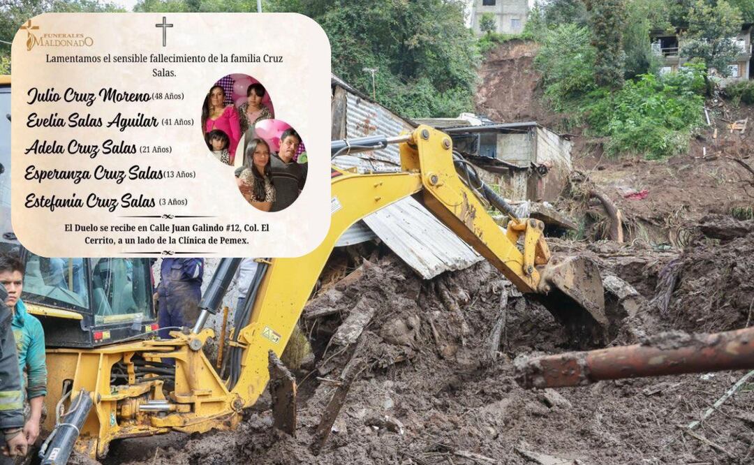 La familia Cruz Salas fue sepultada este lunes en Huauchinango | Foto: EsImagen y RRSS