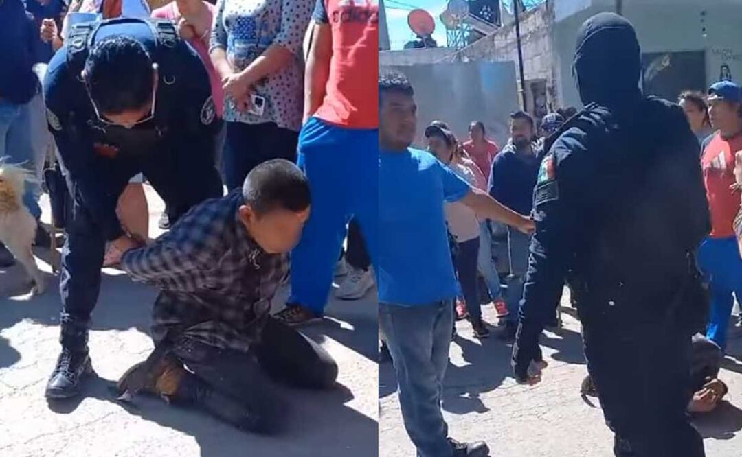 Un hombre acusado de ser un presunto robachicos fue rescatado de ser linchado en Amozoc | Foto: Captura Facebook Portal Amozoc