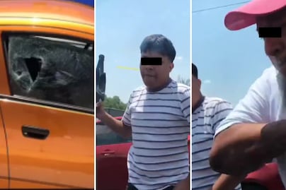 VIDEO Violento ataque en la Autopista México-Puebla; montachoques rompen los cristales de un auto