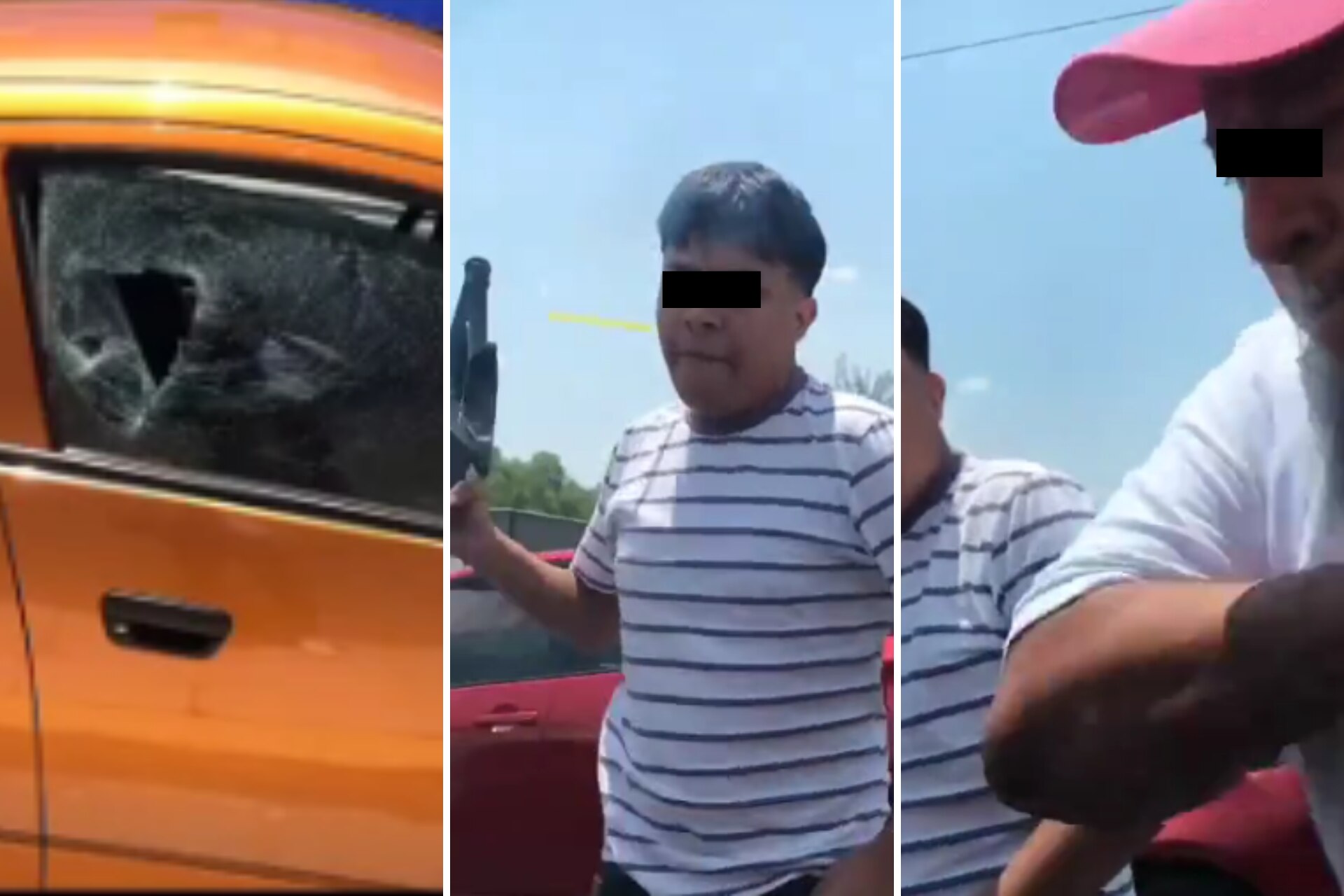 VIDEO Violento ataque en la Autopista México-Puebla; montachoques rompen los cristales de un auto