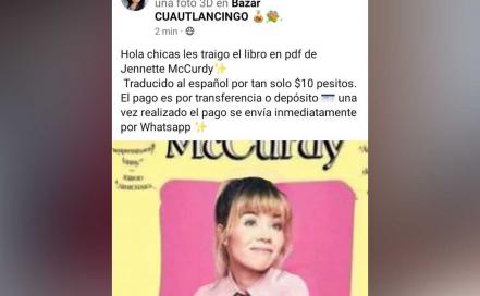 Libro pirata de Jennette McCurdy se vende a $10 en Puebla