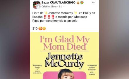 Libro pirata de Jennette McCurdy se vende a $10 en Puebla