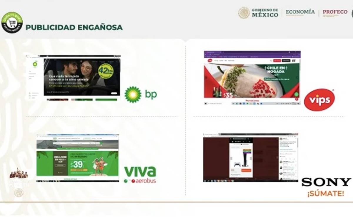 Por publicidad engañosa Profeco exhibe a BP, Vips, VivaAerobus y a Sony