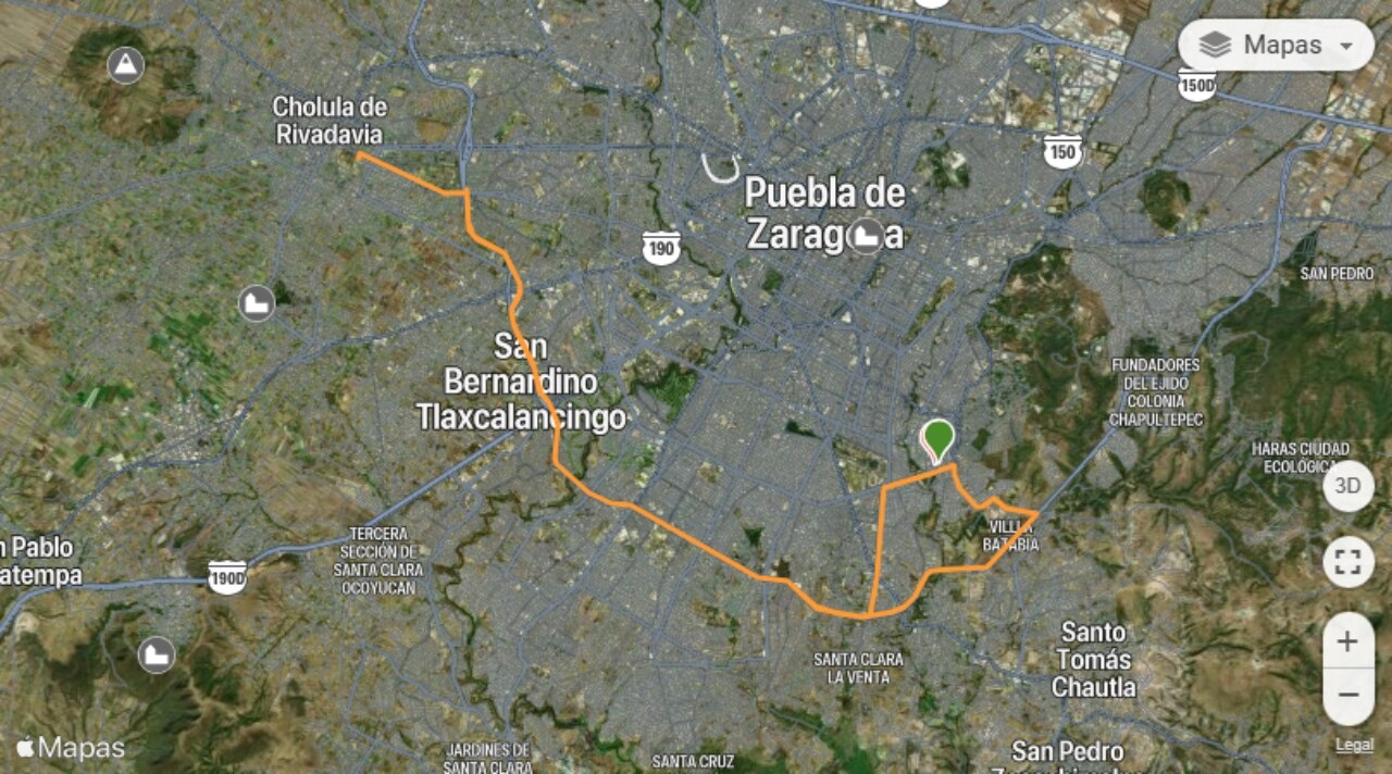 Ciclovía Periférico-Cholula | Captura de pantalla