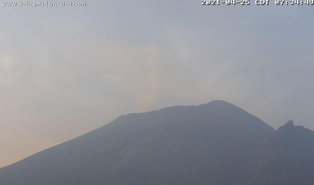Cómo amaneció hoy el volcán Popocatépetl? 25 de abril 2021