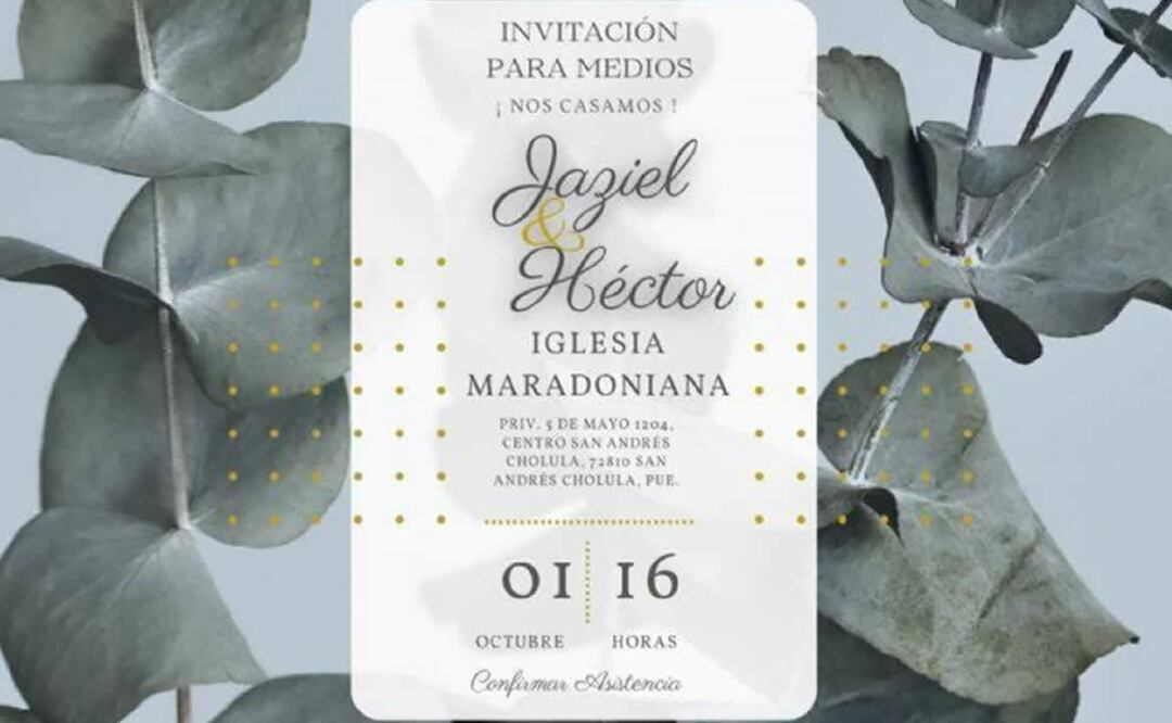 Invitación de la boda de Jaziel y Héctor. Foto: Instagram