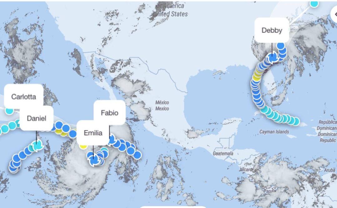 Cinco ciclones están cerca de llegar a México en las próximas horas | Foto: RainViewer
