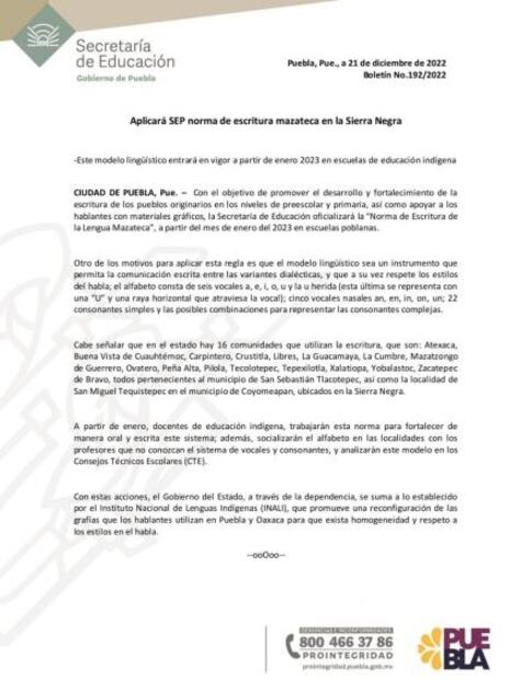 Aplicará SEP Norma de Escritura de la Lengua Mazateca en la Sierra Negra