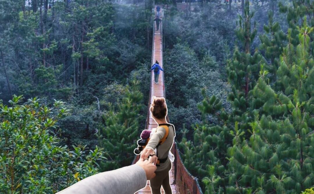El  puente colgante de Honey está inmerso en un espectacular bosque de helechos. Foto Explora Puebla