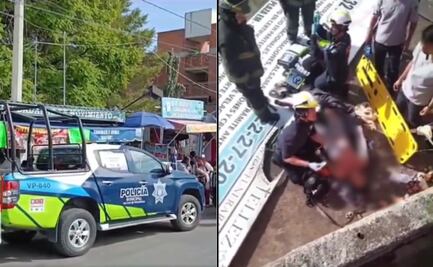 Trabajadores se electrocutan al cambiar anuncio de funeraria en Puebla; hay un muerto