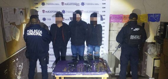 Detienen a jóvenes y a un menor con armas en Huejotzingo