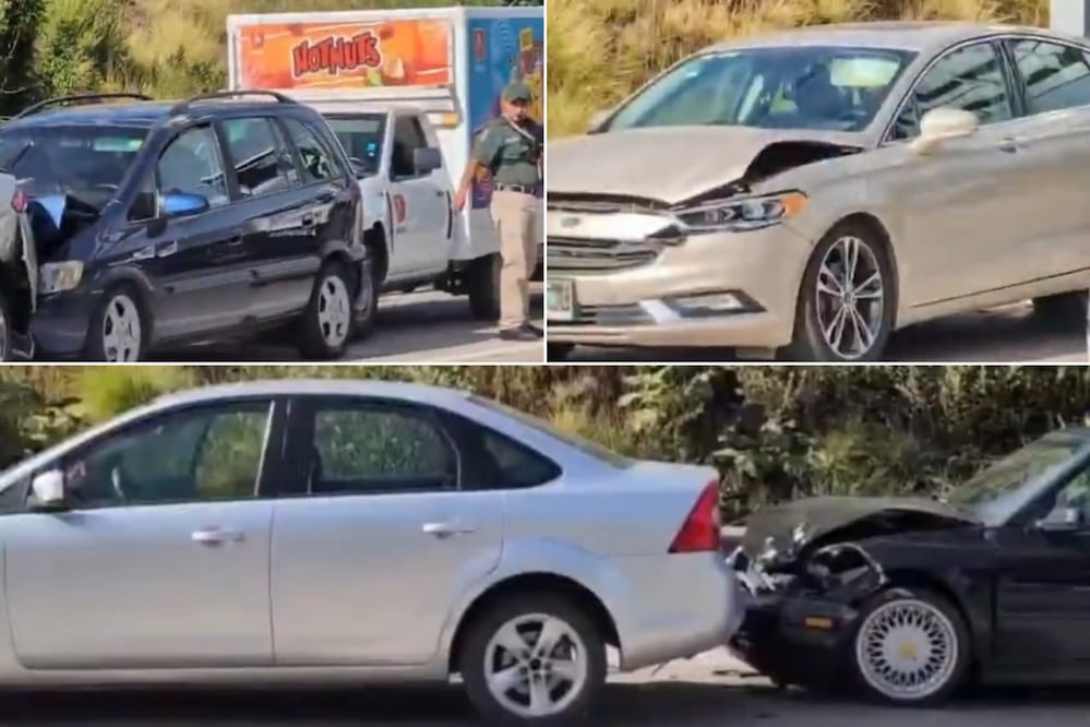 La carambola involucró a siete vehículos sobre el Periférico Ecológico | Foto: Redes Sociales