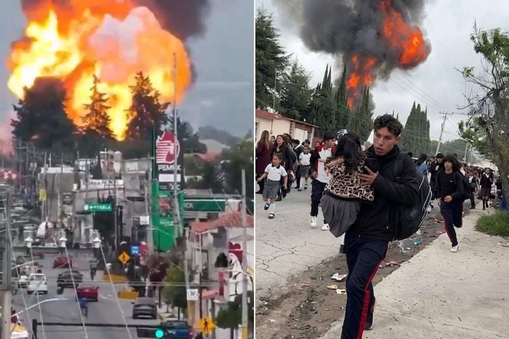 La imagen del estudiante cargando a una niña durante la evacuación se volvió viral | Foto: Redes Sociales
