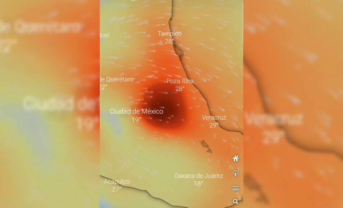 Imágenes satelitales sobre la presencia de dióxido de azufre por el Popocatépetl. | Foto: TikTok Popocatépetl