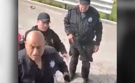 Video: Policías estatales y chofer se pelean hasta a cachetadas en la Puebla-Orizaba