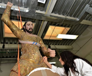 Así rescató el INAH a Santiaguito, la escultura de 400 años destruida en el sismo de 2017