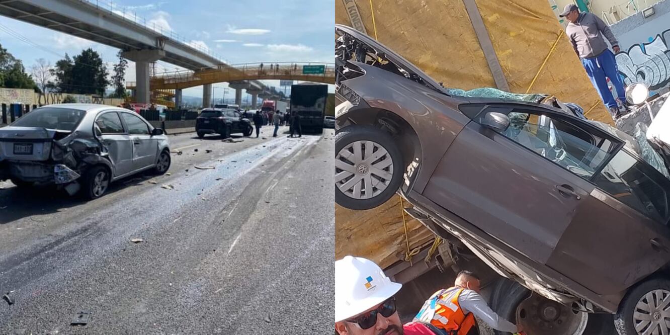 Carambola vehicular sobre la autopista México-Puebla a la altura del kilómetro 21 / Foto: Voces Mexiquenses