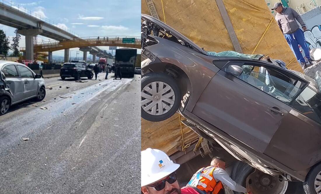Carambola vehicular sobre la autopista México-Puebla a la altura del kilómetro 21 / Foto: Voces Mexiquenses