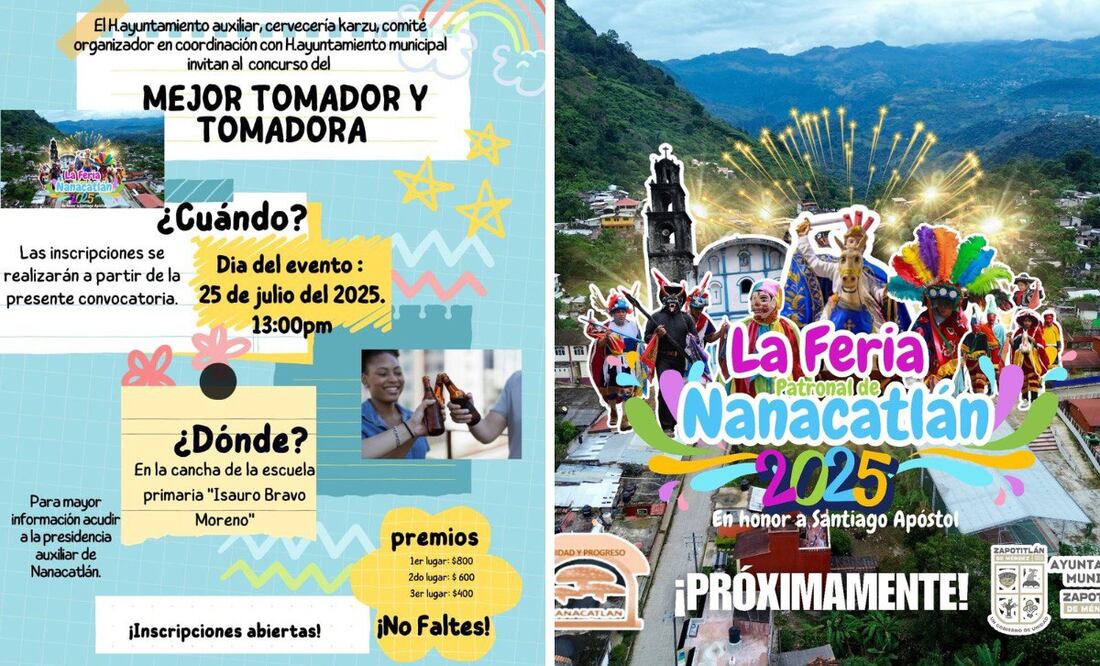 El concurso del Mejor Tomador y Tomadora se llevará a cabo el 25 de julio del 2025 en Nanacatlán | Foto: Redes sociales