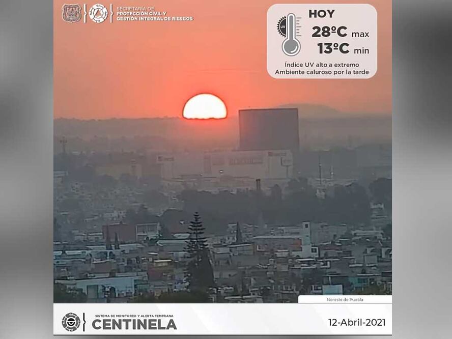Pronóstico de clima para Puebla, 12 de abril 2021