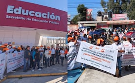 Maestros del SNTE protestan en Puebla contra los nuevos lineamientos de escuelas especiales