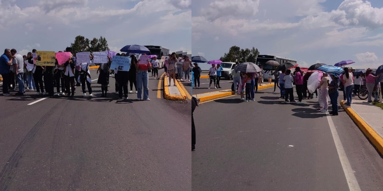 Bloqueo en el bulevar Aeropuerto de Huejotzingo, en demanda de justicia por el feminicidio de Alison / Foto EsImagen