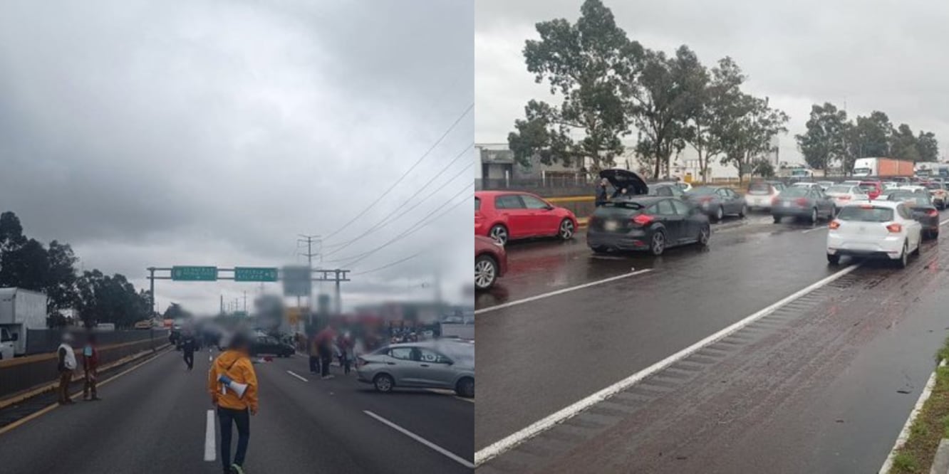 Trabajadores del Poder Judicial bloquearon la autopista México-Puebla / Foto: Redes Sociales GN Carreteras