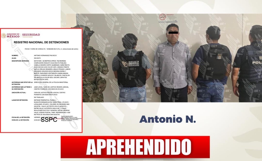 Antonio N., secretario de Seguridad Ciudadana de Atlixco, fue detenido por agentes de la fiscalía | Foto: FGE/Especial