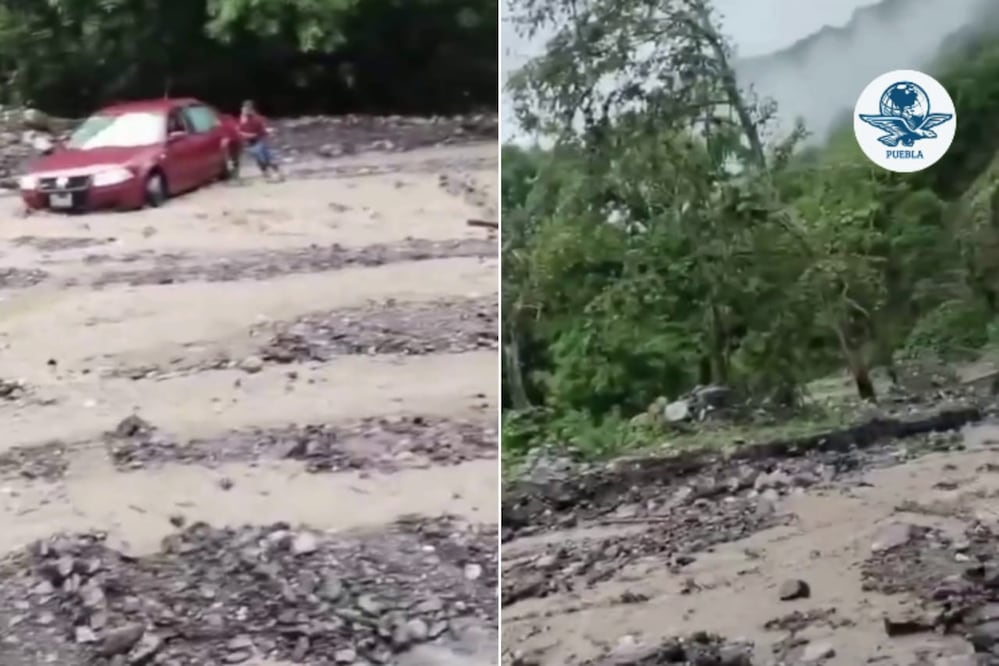 Lluvias provocan derrumbe y cierre de carretera en Pahuatlán | Foto: Captura de video X