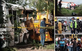 VIDEO Tren embiste a microbús en la ciudad de Puebla, hay 21 lesionados