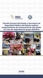 FGE y SSP aseguran armas de alto poder en casa de seguridad de grupo delictivo en San Matías Tlalancaleca