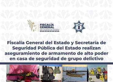 FGE y SSP aseguran armas de alto poder en casa de seguridad de grupo delictivo en San Matías Tlalancaleca