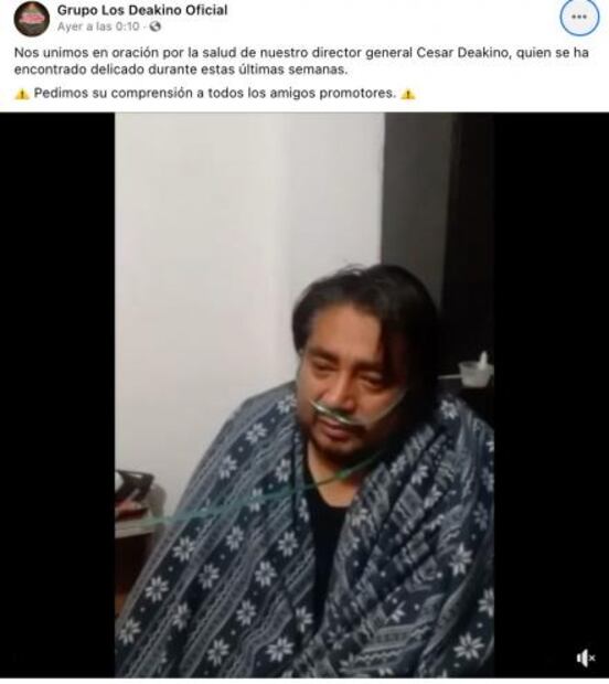 Líder de Los DeAkino conmueve en redes conectado al oxígeno; no creía en el Covid
